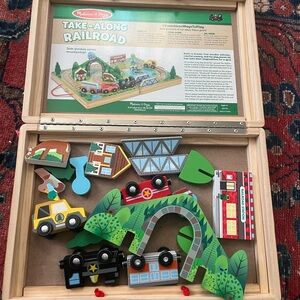 Melissa & Doug Take-Along Railroad Set - Red, Green, Blue